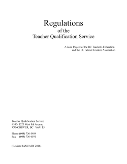 TQS Regulations brochure - Teacher Qualification Service