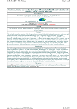 Traditions, Identity and Security: the Legacy of