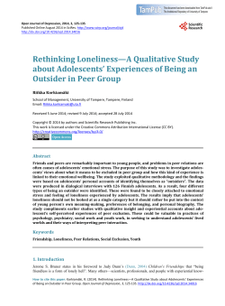 Rethinking Loneliness&mdash;A Qualitative Study about