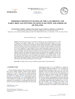 thermoluminescent dating of the late bronze and early