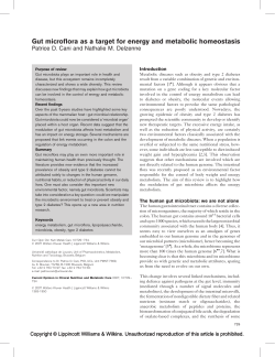 Gut microflora as a target for energy and metabolic homeostasis
