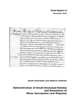 Administration of Small Deceased Estates and Resolution of Minor