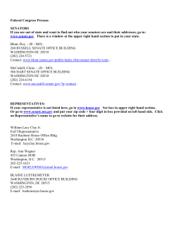 Federal Congress Persons SENATORS If you are out of state and