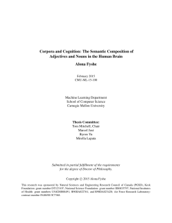 Corpora and Cognition - CMU School of Computer Science