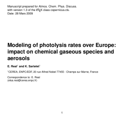 Modeling of photolysis rates over Europe: impact on - CEREA-ENPC