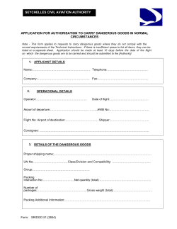 application for authorisation to carry dangerous goods in normal