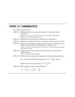 TOPIC 3.1: KINEMATICS