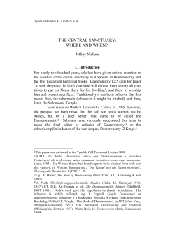 THE CENTRAL SANCTUARY: WHERE AND WHEN?1