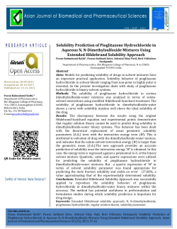 Solubility Prediction of Pioglitazone Hydrochloride in Aqueous N, N