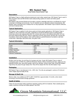 MG- Sealant Tape - Mountain Grout * Welcome to Green Mountain