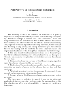 PERSPECTIVE OF ADHESION OF THIN FILMS