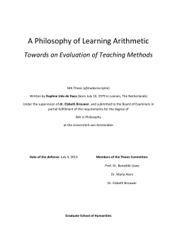 A Philosophy of Learning Arithmetic - UvA-DARE
