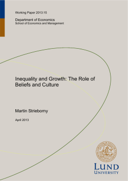 Inequality and Growth: The Role of Beliefs and Culture