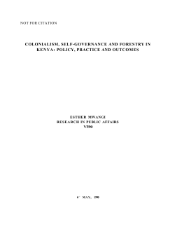 COLONIALISM, SELF-GOVERNANCE AND FORESTRY IN KENYA
