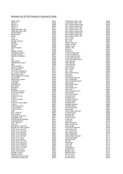 Revised List of FSX Controls in Numeric Order