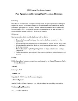 Plea Agreements: Restoring Due Process and Fairness