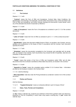 PARTICULAR CONDITIONS AMENDING THE GENERAL