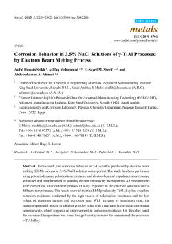 Corrosion Behavior in 3.5% NaCl Solutions of &gamma;