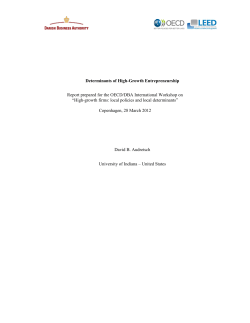 Determinants of High-Growth Entrepreneurship Report prepared for