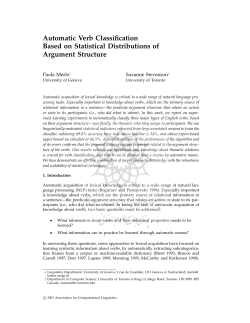 Automatic Verb Classification Based on Statistical Distributions of