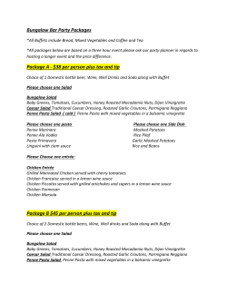 Bungalow Bar Party Packages Package A - $38