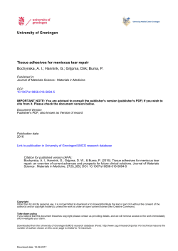 Tissue adhesives for meniscus tear repair Bochynska, AI