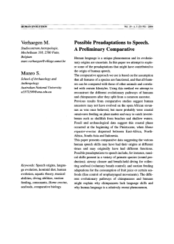 Possible preadaptations to speech. A preliminary comparative