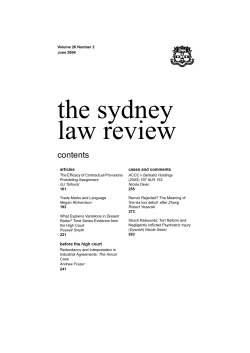the sydney law review - The University of Sydney