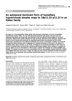 An autosomal dominant form of hereditary hypotrichosis