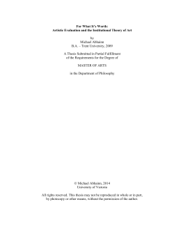 For What It`s Worth: Artistic Evaluation and the Institutional Theory of