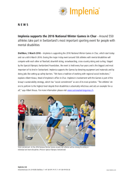N E W S Implenia supports the 2016 National Winter Games in Chur