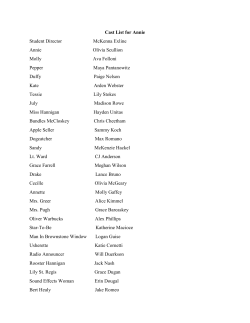 Cast List for Annie Student Director McKenna Exline Annie Olivia