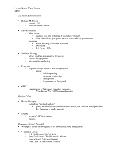 Lecture Notes: 70s to Present APUSH The Nixon Administration