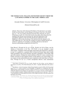 THE NEEDLE`S EYE: WEALTH AND WESTERN SOCIETY FROM