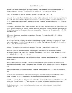 Basic Math Vocabulary addend &ndash; any of the numbers that are added