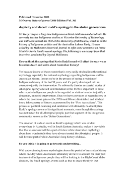 duplicity and deceit: rudds apology to the stolen
