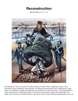"Reconstruction" By Dr. Clyde Wilson