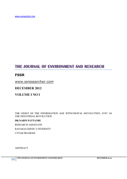 THE JOURNAL OF ENVIRONMENT AND RESEARCH