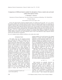 Comparison of different kinetic models for adsorption of heavy