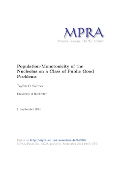 Population-Monotonicity of the Nucleolus on a Class of Public Good