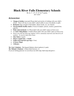 K-5 School Supply List - School District of Black River Falls