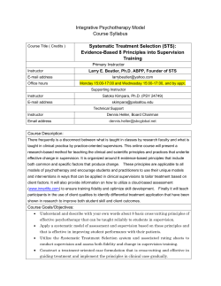 Integrative Psychotherapy Model Course Syllabus Systematic