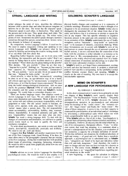 Memo on Schafer`s a new language for