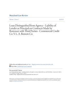 Loan Distinguished from Agency - Liability of Lender as Principal on
