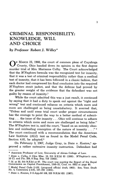 Criminal Responsibility: Knowledge, Will and Choice