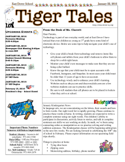 Upcoming Events From the Desk of Ms. Clarrett Dear Parents