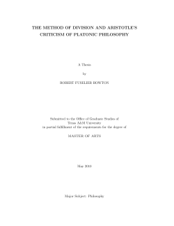 the method of division and aristotle`s criticism of platonic philosophy