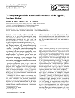 Carbonyl compounds in boreal coniferous forest air in Hyyti&uml;al&uml;a