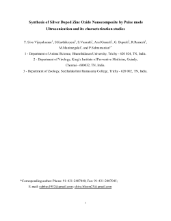 Synthesis of Silver Doped Zinc Oxide Nanocomposite by