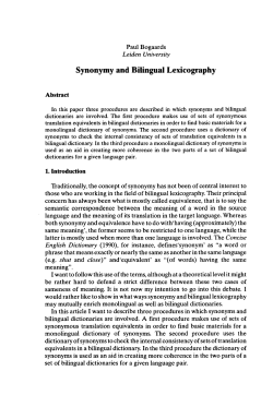 Synonymy and Bilingual Lexicography